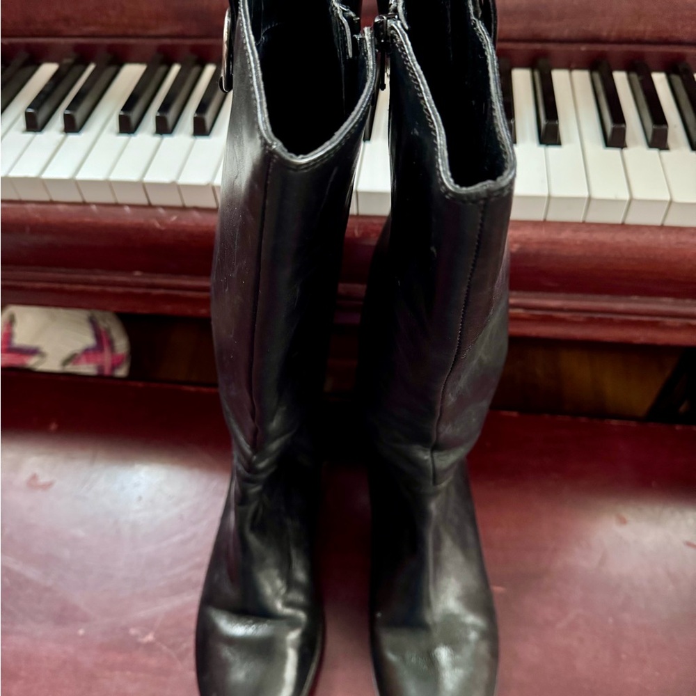 Ralph Lauren Black Leather Knee-High Boots - excellent condition size 7.5 - Picture 6 of 8